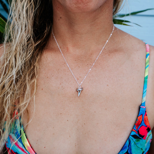 Sterling Silver Shark Tooth Charm Necklace