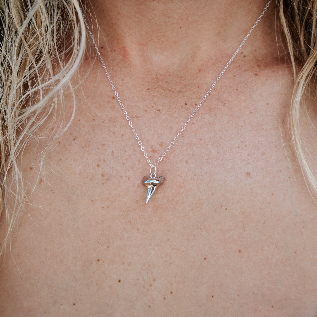 Sterling Silver Shark Tooth Charm Necklace
