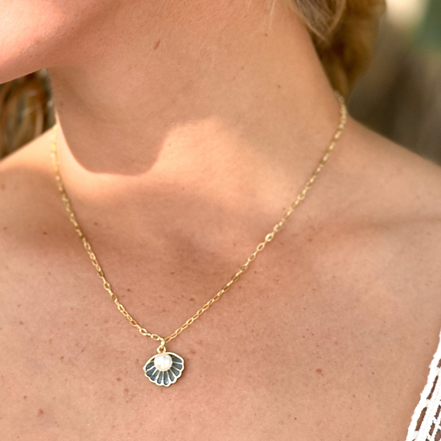 Clam & Pearl 14k Gold Filled Necklace