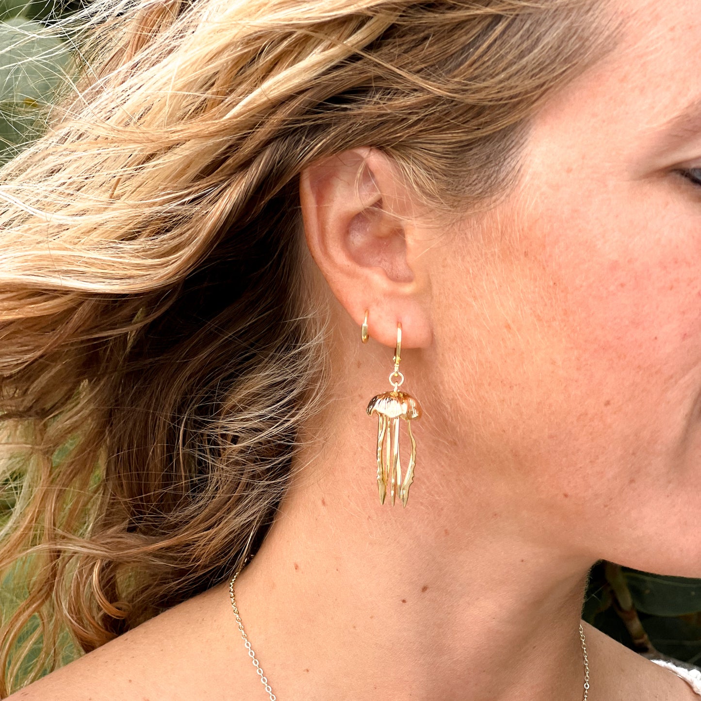 14k Gold Filled Jellyfish Hoop Earrings