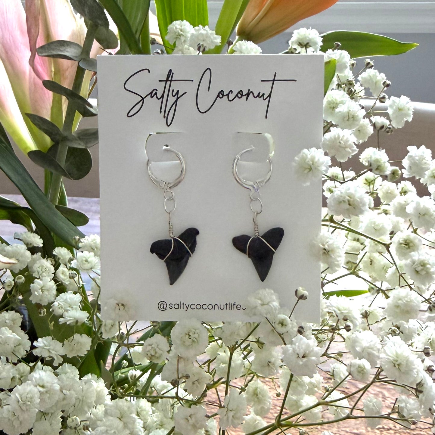 Sterling Silver Shark Tooth Hoop Earrings