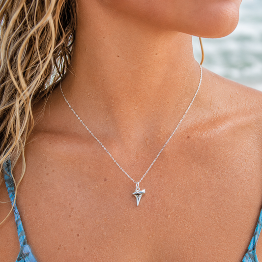 Sterling Silver Shark Tooth Charm Necklace
