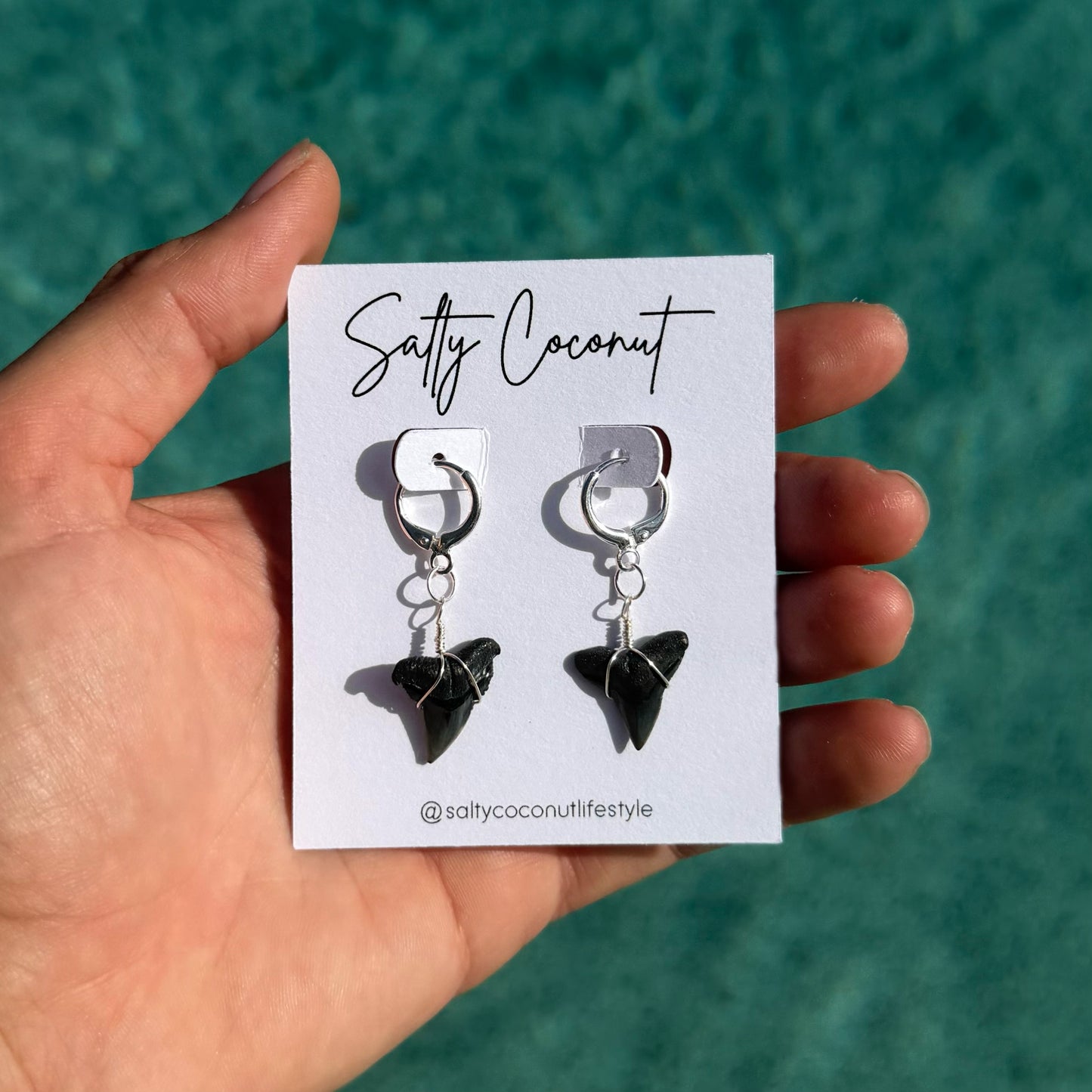 Sterling Silver Shark Tooth Hoop Earrings